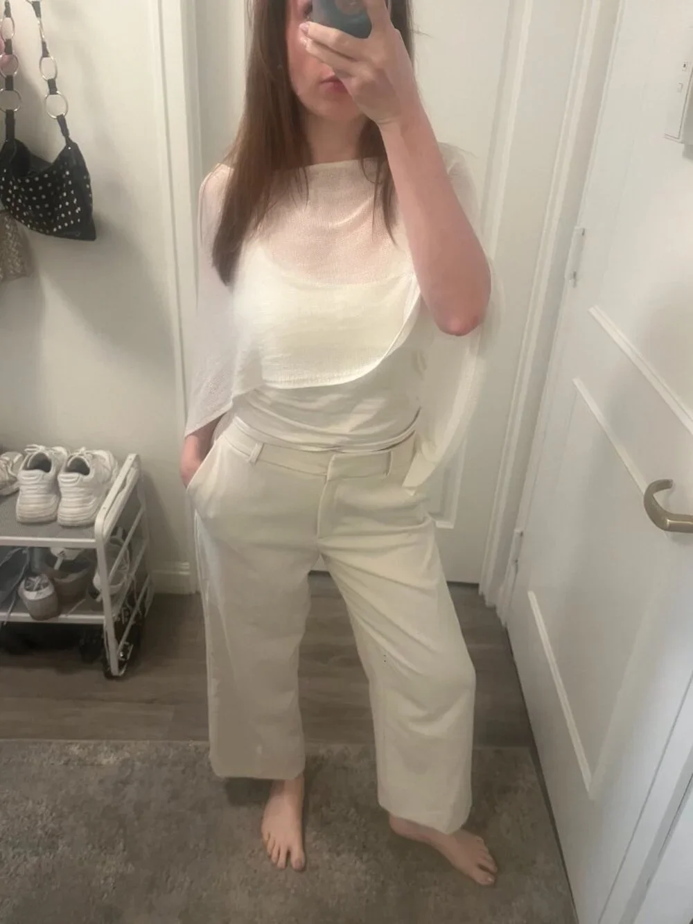 Joie Cream Pleated Wide Leg Dress Pants, Size 8